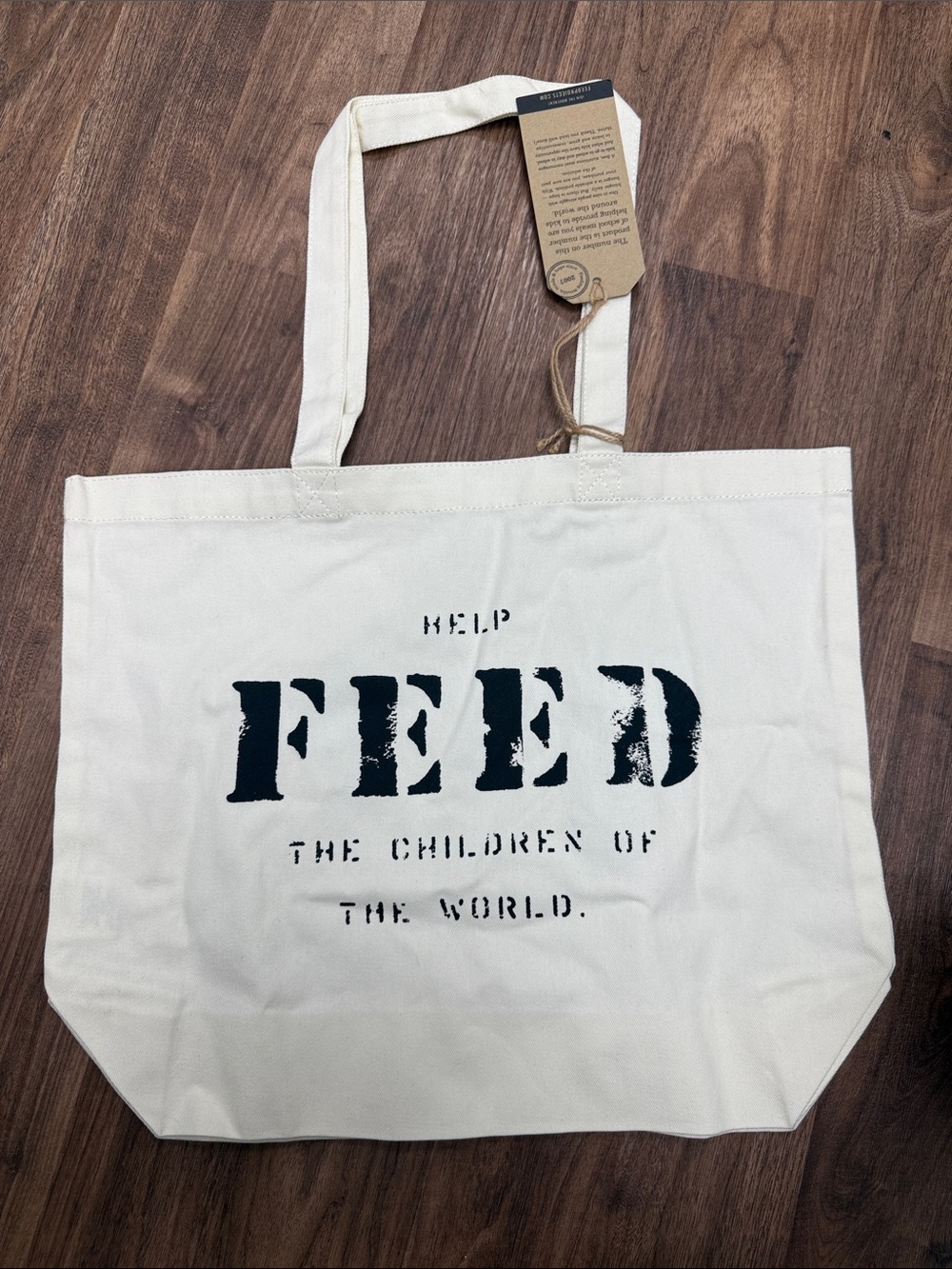 FEED Canvas Tote Bag - Natural with Black Print